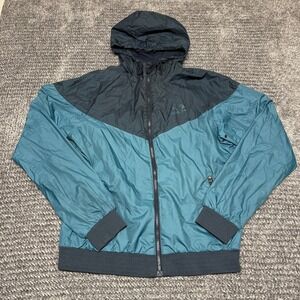 Nike Mens Windbreaker Jacket M Two Tone Dark Blue Teal Hooded Full Zip Athletic
